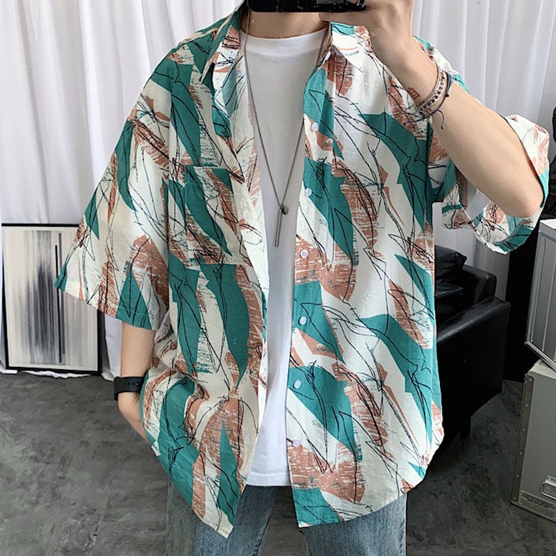 Áo Sơ Mi Hoa Dáng Rộng Phong Cách Retro Thời Trang Dành Cho Nam Giới