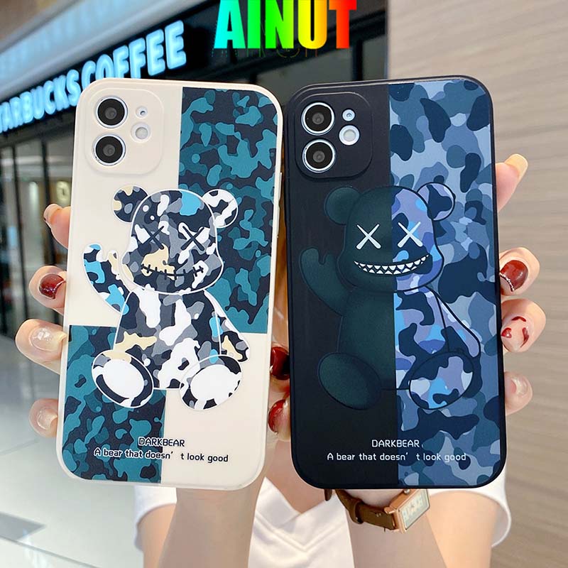 Ốp điện thoại TPU mềm chống bụi bẩn và chống sốc họa tiết gấu cho iPhone 11 12 Pro Max 6 6S 7 8 Plus X XS XR XSMAX
