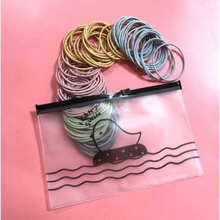 Túi zip 100 dây chun buộc tóc Hàn Quốc mix màu pastel mẫu mới - Phụ kiện cột tóc