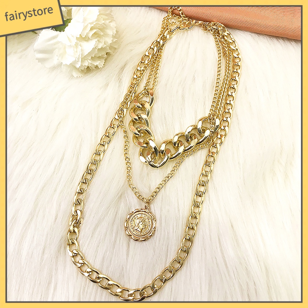 Dây Chuyền Đeo Cổ Nhiều Lớp Thiết Kế Độc Đáo Cá Tính Cho Nữ