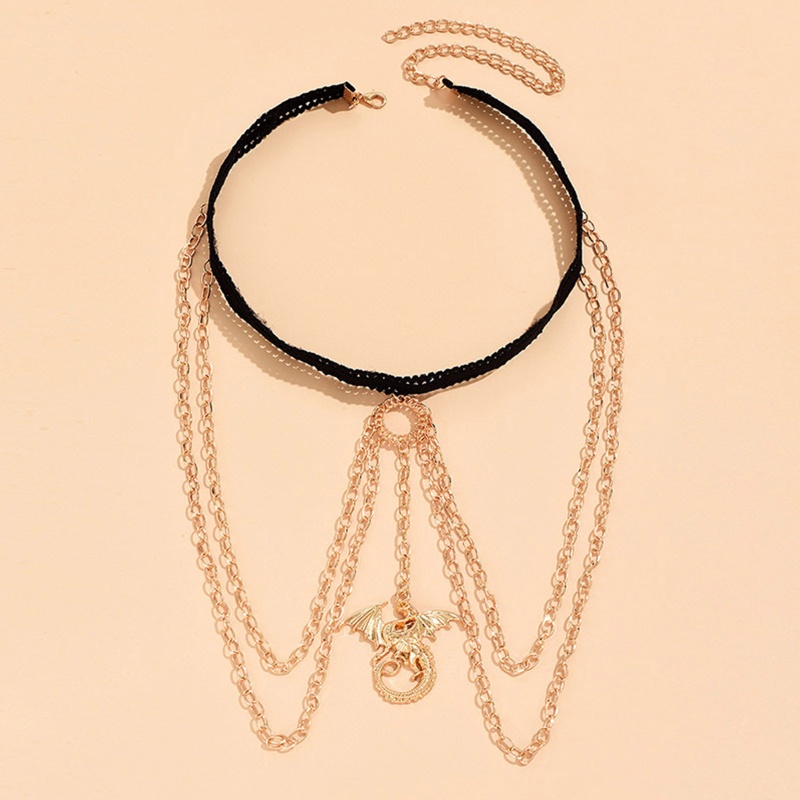 Youyo Dây Mắt Xích Ngắn Tua Rua Hình Rồng Phong Cách Gothic Harajuku Quyến Rũ Cho Nữ