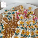 Váy bé gái, Váy Hoa 2 Dây Bản To Chạy Viền Ren Xinh Xắn Cho Bé Gái Vintage VAY017