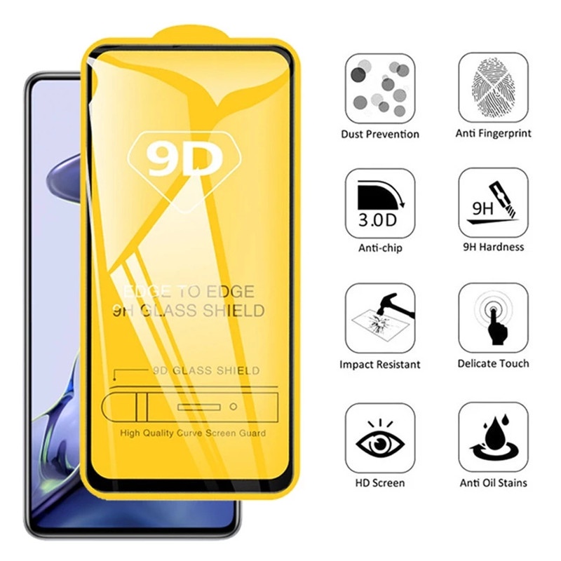 Kính Cường Lực 9D Bảo Vệ Toàn Màn Hình Cho Redmi Note 10 Pro Note 9 9s 8 Redmi 9C 9A 9T K40 Xiaomi POCO M3 X3