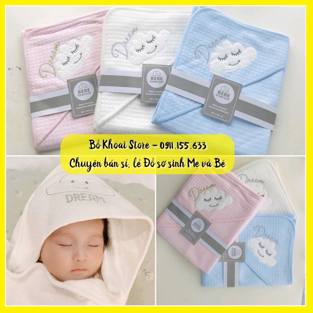 Chăn ủ choàng BEBE COMFORT cao cấp - Khăn ủ tắm có mũ cho bé - Bố Khoai Store
