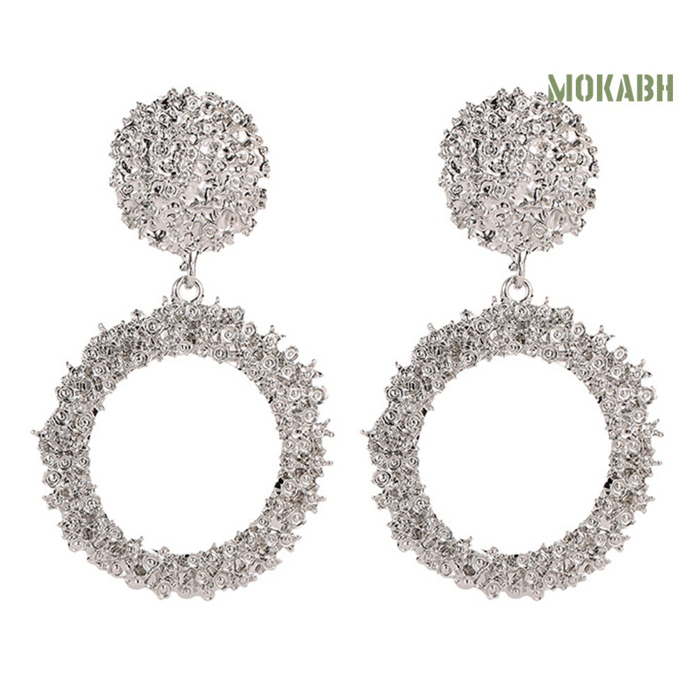 Bông Tai Hình Tròn Thiết Kế Đục Lỗ Thời Trang Cho Nữ