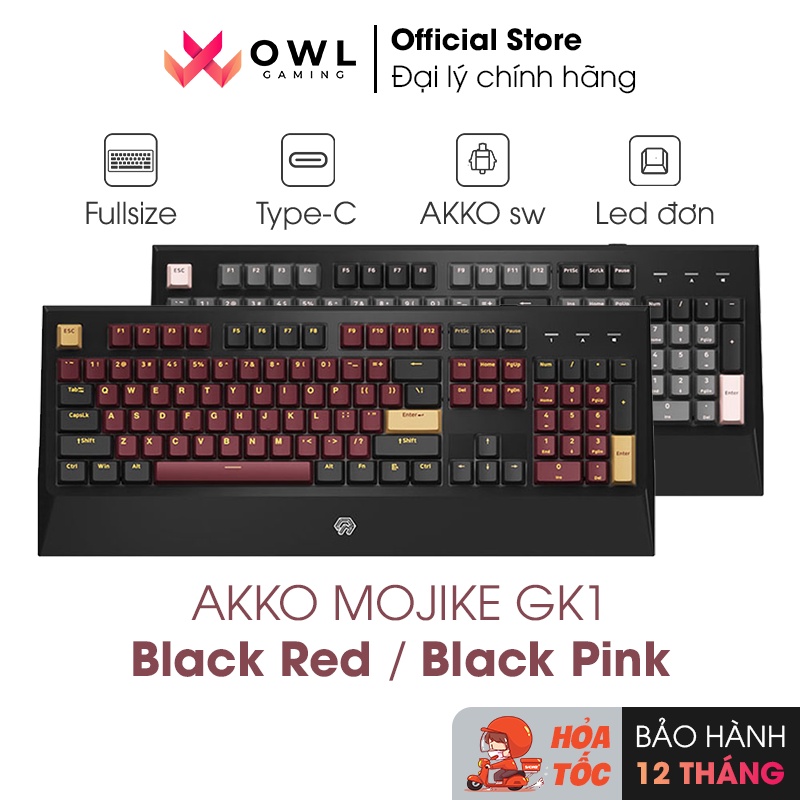 Bàn phím cơ AKKO MOJIKE GK1 Black Red / Black Pink (AKKO sw v2 / LED trắng)