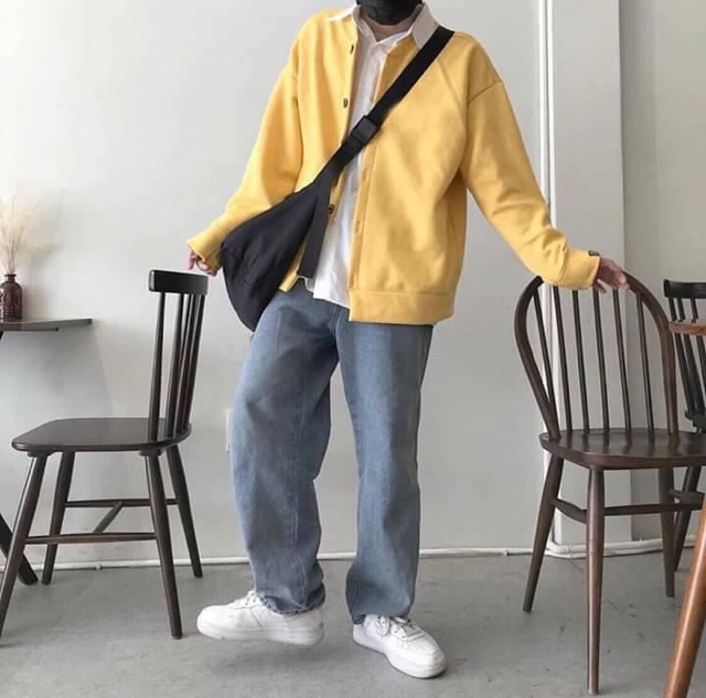 Áo Cardigan Basic Tay Dài Unisex Hình Thật Ở Cuối