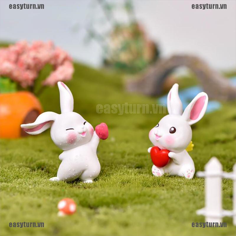 Tượng thỏ mini trang trí sân vườn nhà búp bê