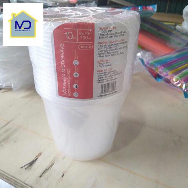 (hot) Hộp nhựa tròn Thuận Lợi 700ml có nắp đậy. Hàng Sài Gòn (chính hãng microwave)