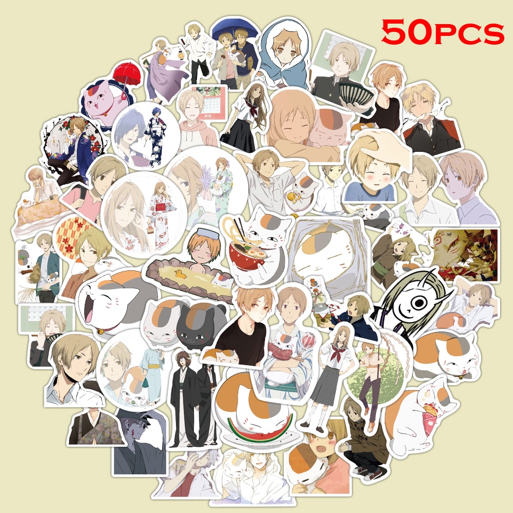 Bộ 10/25/50 miếng dán trang trí hình Anime Natsume Yuujinchou bằng pvc chống thấm nước