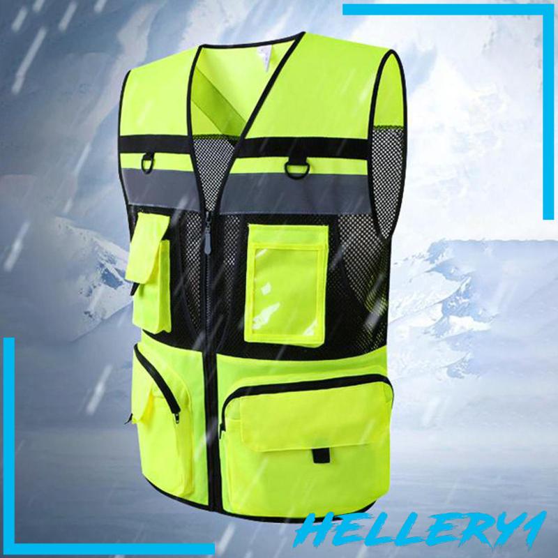 [Hellery1] Áo Vest Phản Quang Có Túi Thoải Mái Để Đậu Xe