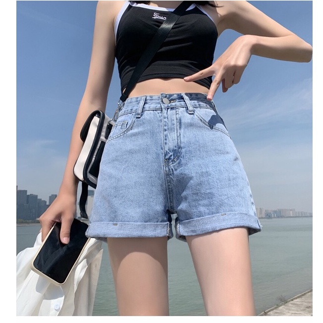 Quần Sooc Bò Jeans Nữ MIAA Thiết Kế Cạp Cao Một Khuy Đủ 3 Màu Cá Tính - QS33