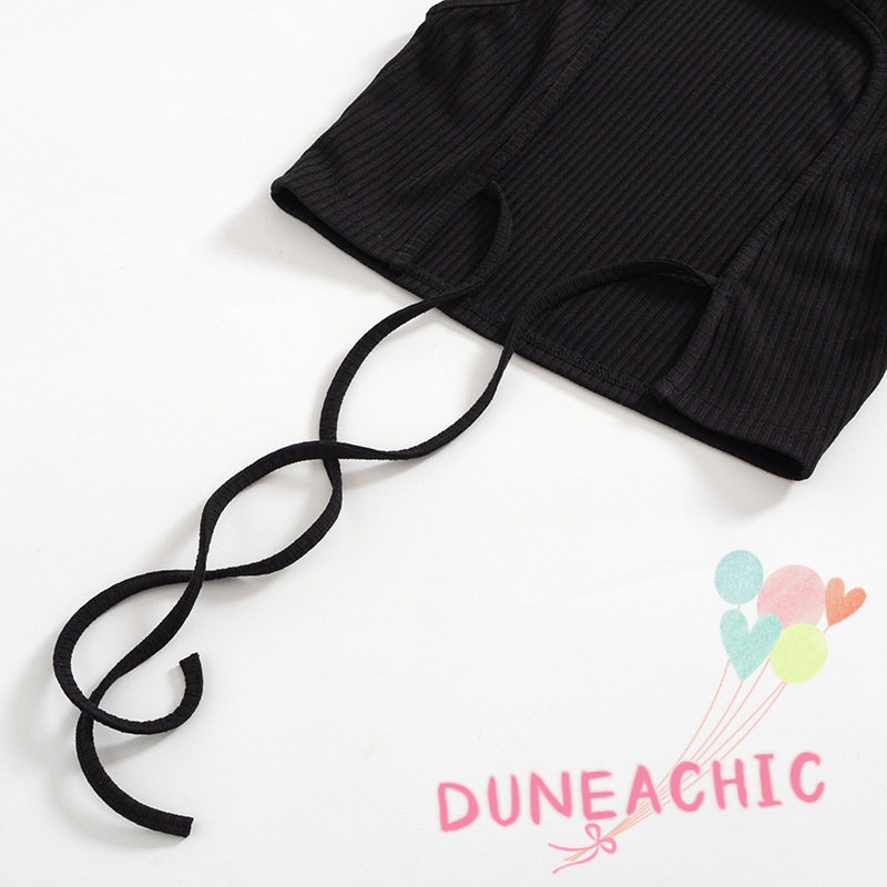 DUNEA Áo tanktop hở lưng màu trơn gợi cảm cho nữ