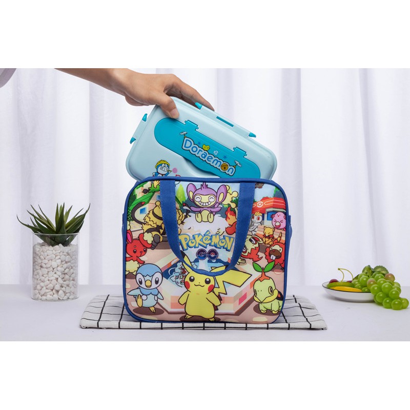 Hellokitty Túi Đựng Hộp Cơm Trưa Hai Lớp Bằng Vải oxford Chống Thấm Nước Hình Siêu Nhân / minions / avengers