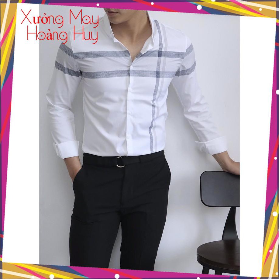 _Giá Sỉ_Áo Sơ Mi Nam AM09T Sọc Dài Tay Phong Cách Hàn Quốc _Xưởng May Hoàng Huy | BigBuy360 - bigbuy360.vn