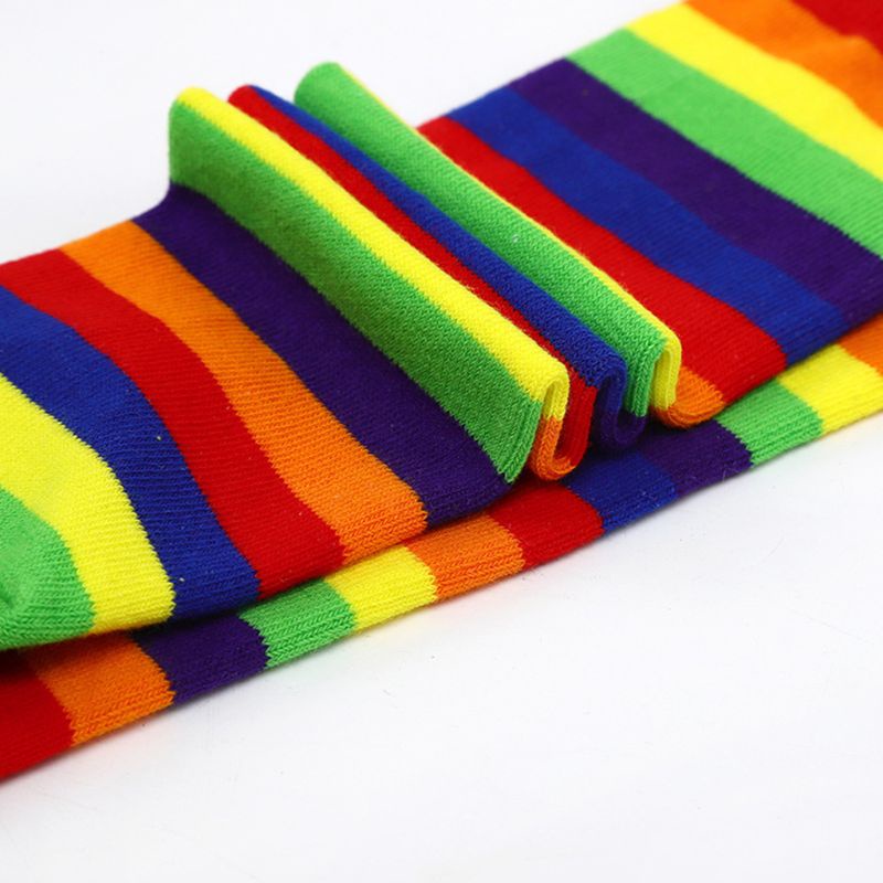 Vớ Cotton Kẻ Sọc Cầu Vồng Dễ Thương Cho Bé
