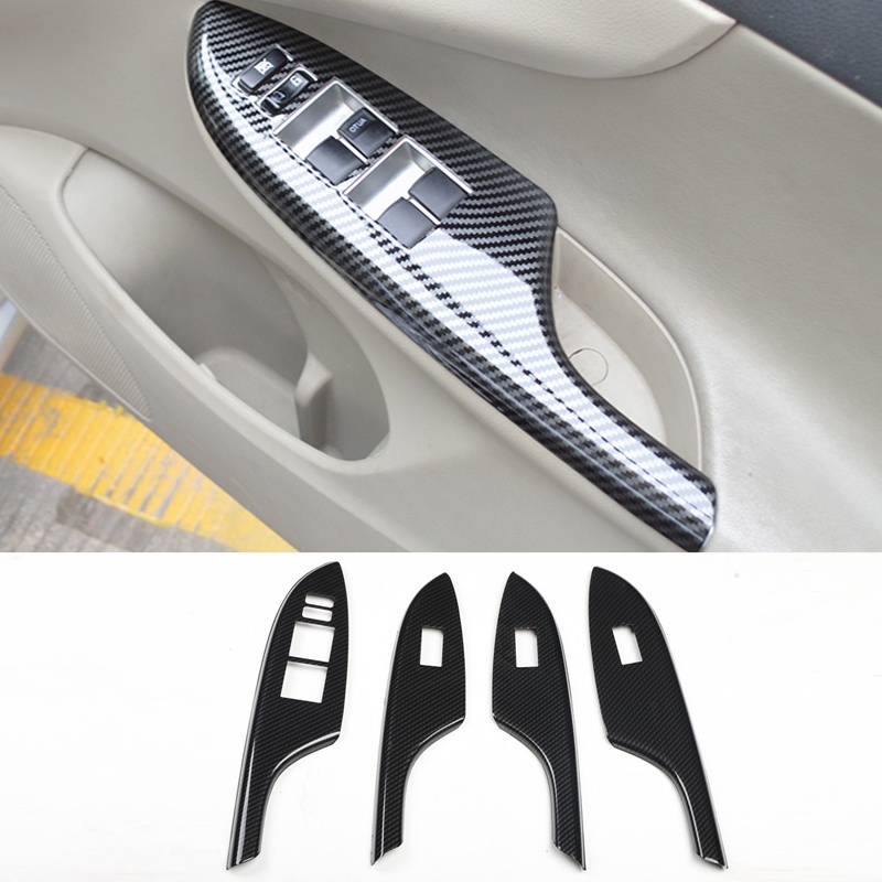 Khung Bảo Vệ Bảng Điều Khiển Cửa Sổ Xe Hơi Họa Tiết Sợi carbon Sang Trọng Cho TOYOTA ALTIS 2008-2013