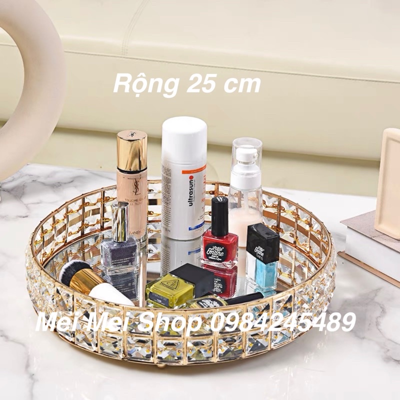 Khay Tráng Gương,Khay Decor Kim Loại Đựng Mỹ Phẩm Trang Sức