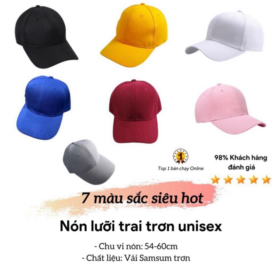 Nón Lưỡi Trai Trơn Unisex Nhiều Màu