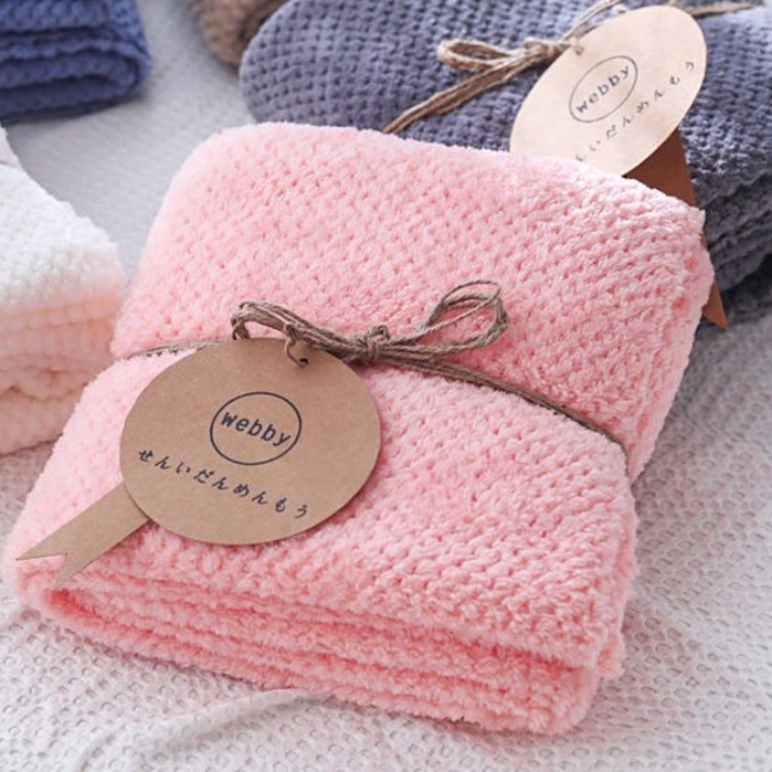 Khăn tắm lông cừu san hô xuất khẩu Hàn Quốc Cloud 9 Towel - Siêu dày siêu thấm nước, Chất 100% cotton Cao Cấp #khantam