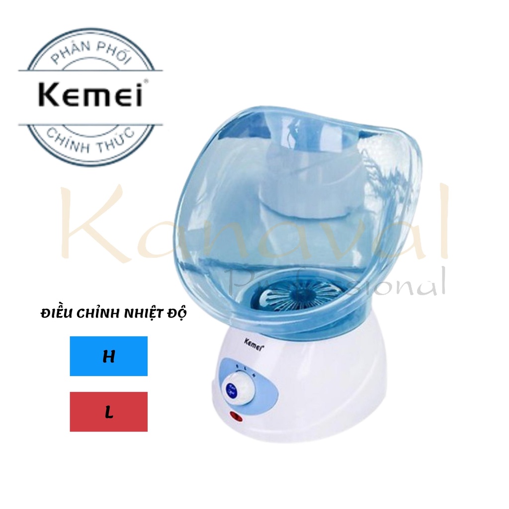 Máy Xông Hơi Mặt 2 Mức Điều Chỉnh Độ Nóng KEMEI 6080 Xanh
