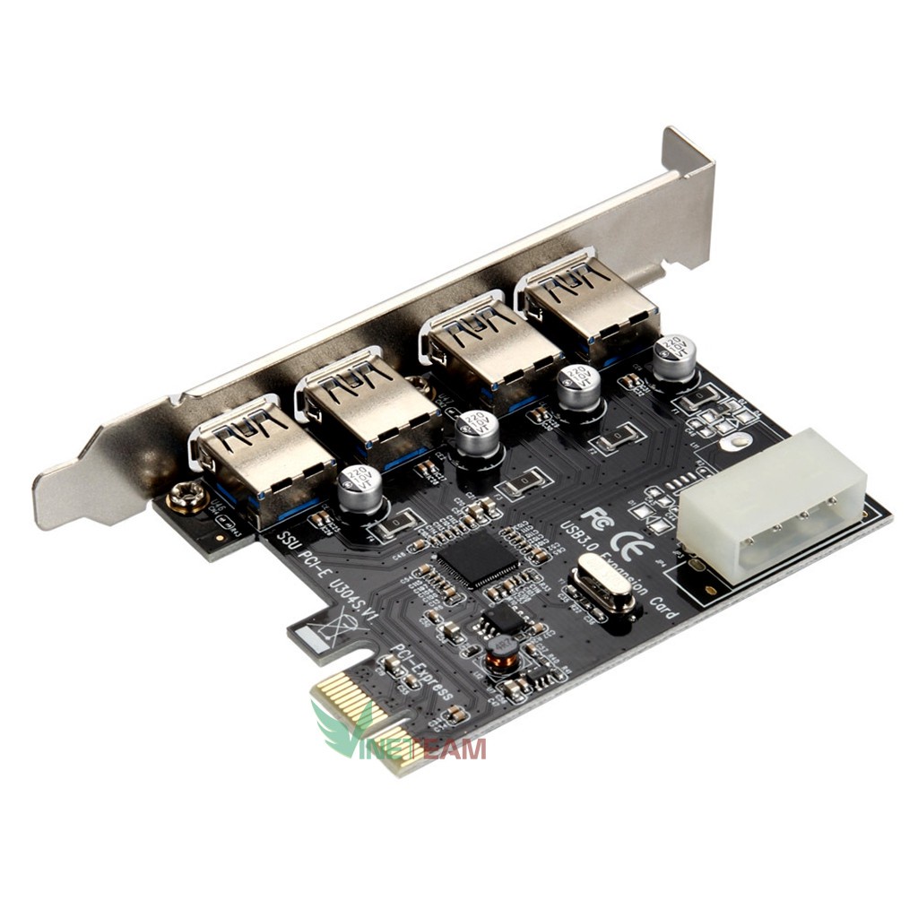 Card chuyển đổi Pcie to usb 3 0 4 port (Đen) -dc1050