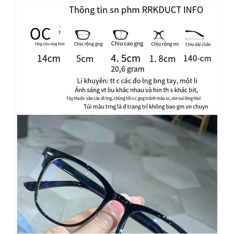 Mắt kính cận thị gọng phẳng chống tia bức xạ bảo vệ mắt thời trang cho nữ