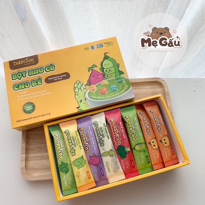 Bột Rau Củ Dalat House gói lẻ 3gr -  cho bé từ 6m+