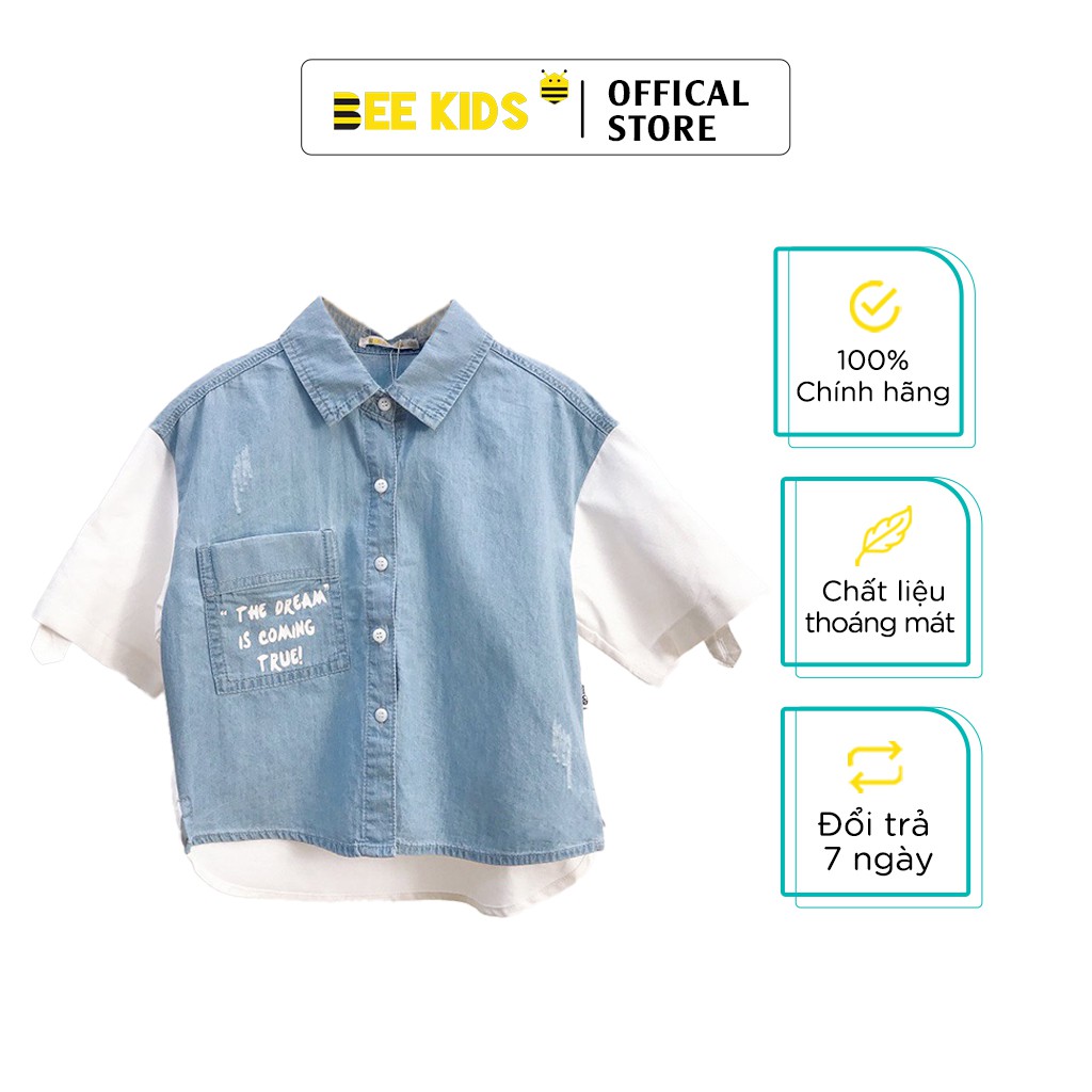 Áo Bò Bee Kids Dáng Thụng Phối Thô Đũi Tay Cho Bé Gái (2 - 12 tuổi) 7AJ01605CT