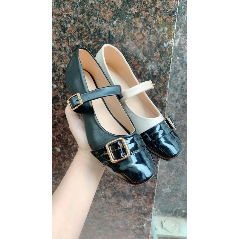 Giày bệt phối màu cài khuy siêu xinh