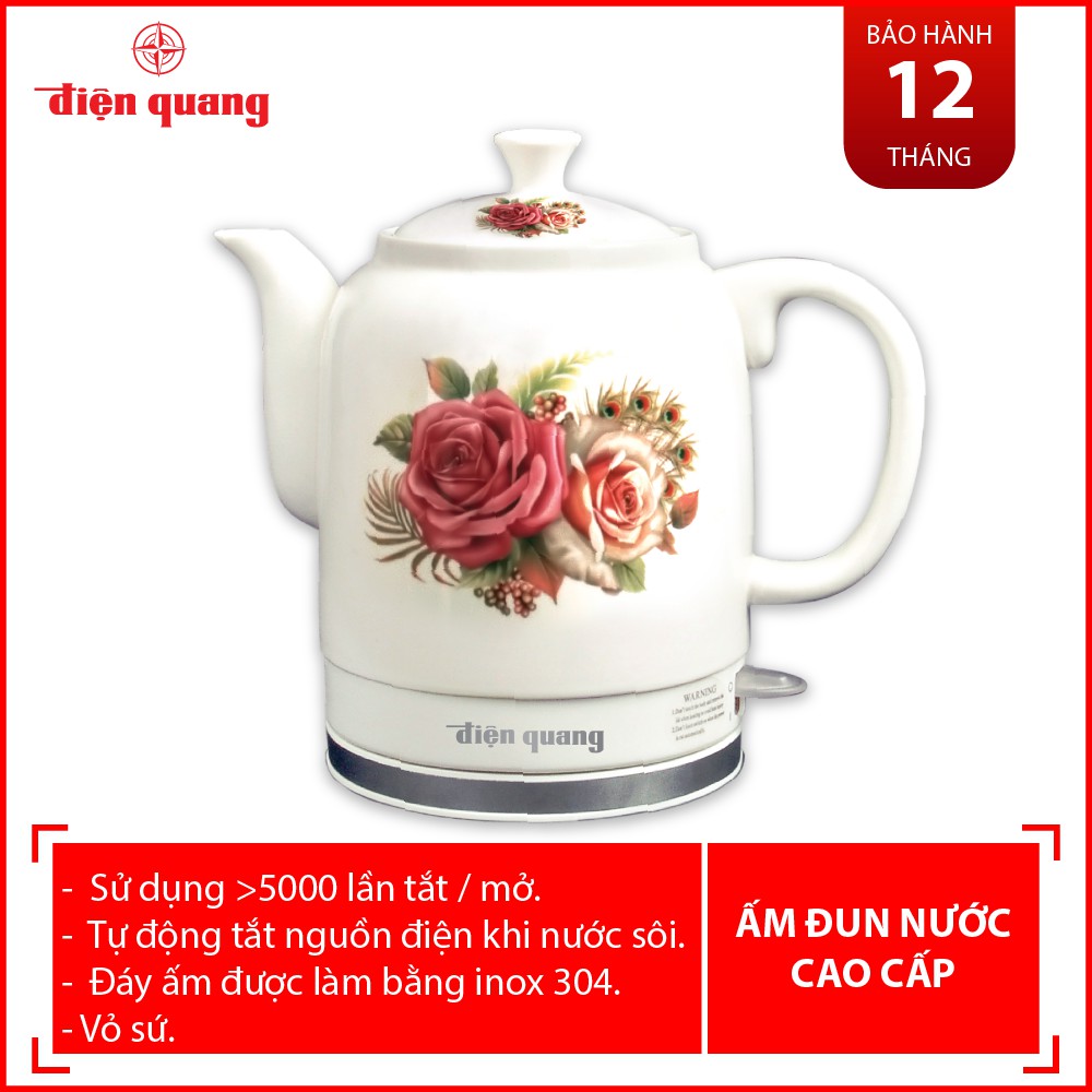 Ấm đun thân sứ siêu tốc Điện Quang ĐQ CEKT05 1515 A