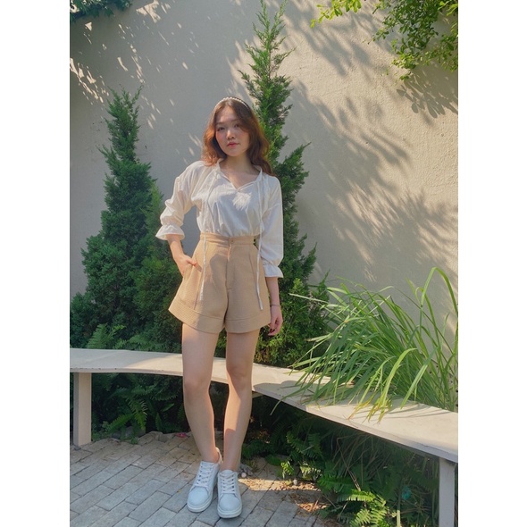 Quần short lưng cao ống rộng LUCETFASHION Emily
