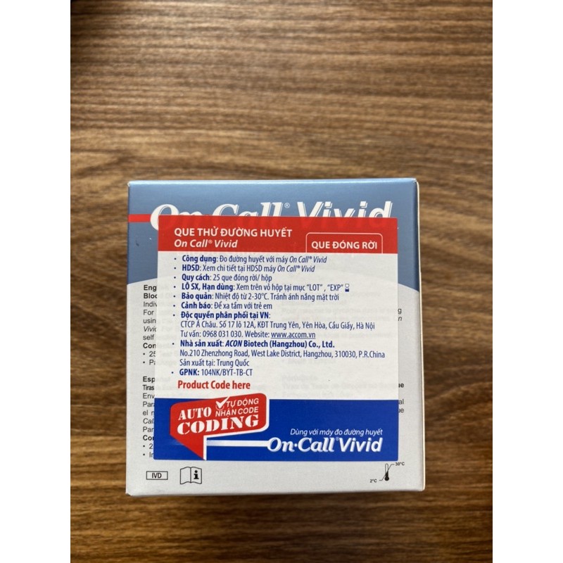 Que Thử Đường Huyết On Call Vivid hộp 25 test