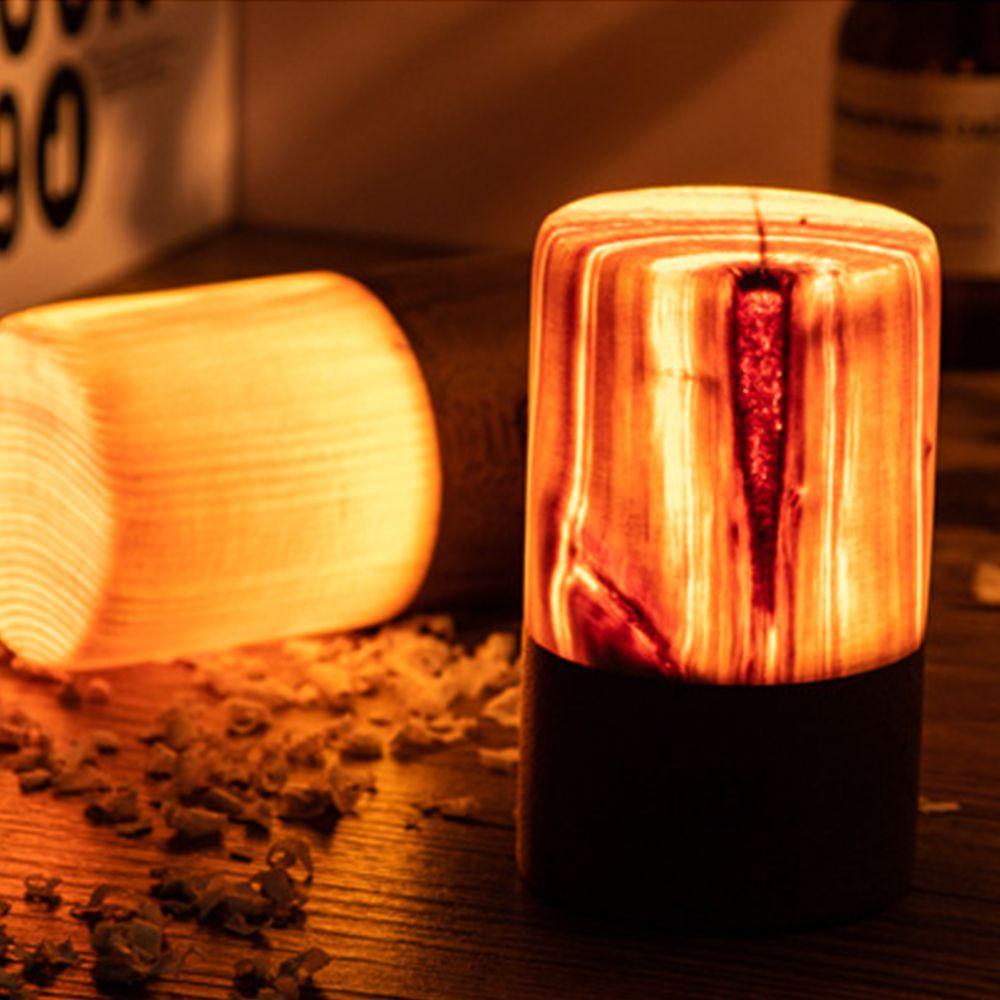 Đèn Ngủ Bằng Gỗ Ánh Sáng Trắng Vàng