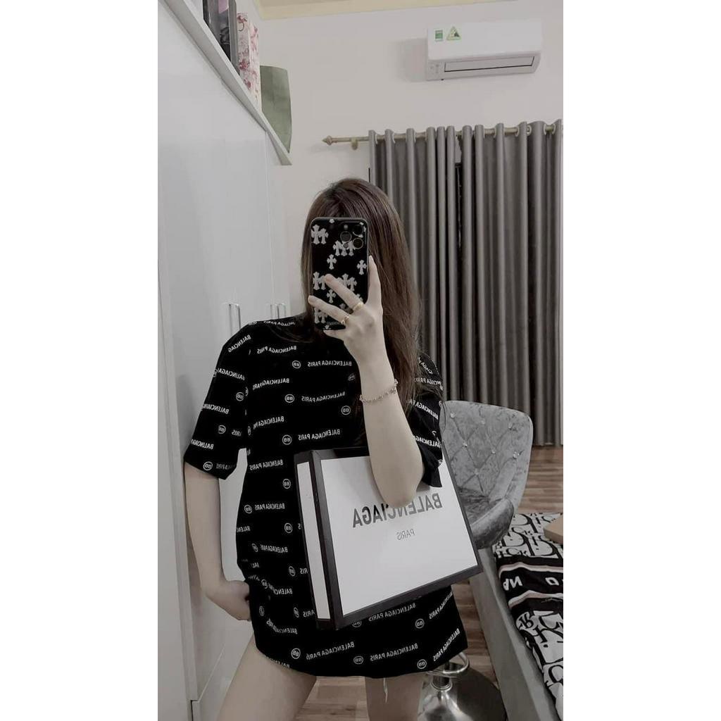 Áo Phông 3158 Dáng Rộng Nam Nữ In Kín Chữ Cổ Tròn Tay Lơ Nam Nữ Bigsize
