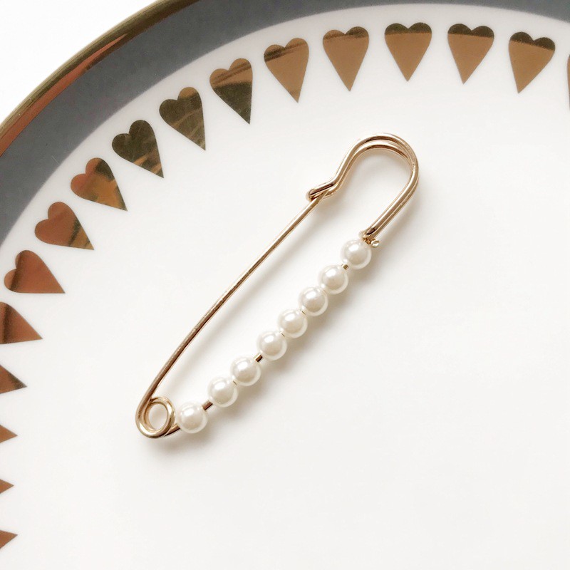 Ghim Cài Áo Hình Chữ Cái Đính Ngọc Trai Nhân Tạo Thời Trang