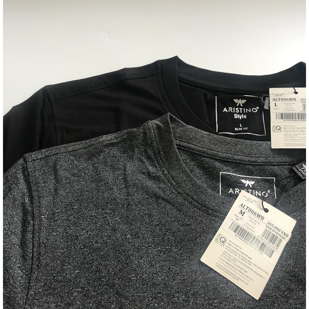 Áo thun dài tay, áo thu đông, cổ tròn nam⚡ARISTINO⚡ màu trắng,mềm mại, dễ chịu, thoáng mát, thấm hút mồ hôi-ALT006W8 | BigBuy360 - bigbuy360.vn