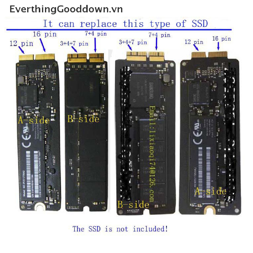 Bộ Chuyển Đổi M.2 NGFF AHCI NVMe SSD 12 + 16Pin Cho MacBook 2013-2017