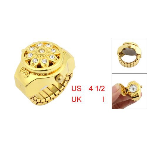 Đồng hồ kiểu nhẫn ngón tay đính kim cương nhân tạo thời trang