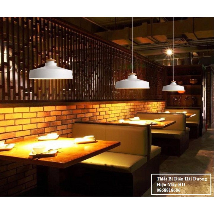 Chao đèn tròn nắp gỗ decor phong cách Bắc Âu TN123 (Trắng/Đen)