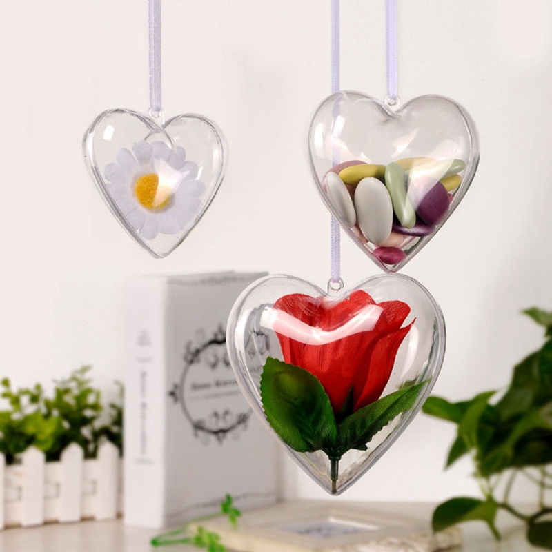 20 Trái Tim Trong Suốt Bằng Nhựa Dùng Trang Trí Giáng Sinh DIY 2021