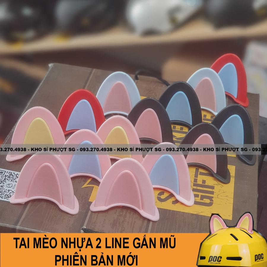 Tai mèo nhựa giá sỉ gắn trang trí mũ bảo hiểm dễ thương đi phố - Phụ kiện tai mèo gắn nón