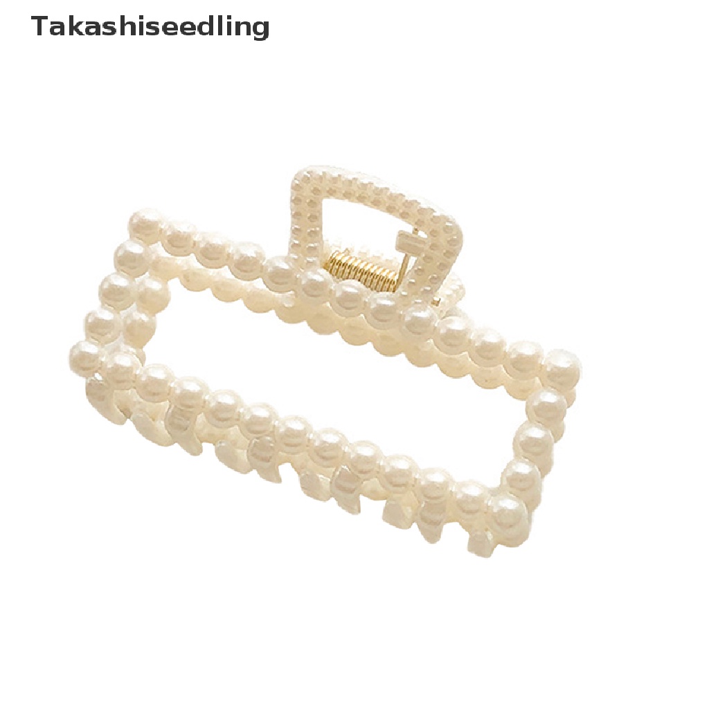 (Takashiseedling) Kẹp Tóc Hình Học Lớn Đính Ngọc Trai Thanh Lịch Khí Chất Hàn Quốc Bán Chạy