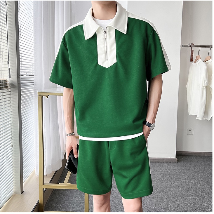 Bộ thun thể thao nam, bộ đồ nam cổ bẻ, đồ nam phong cách hàn quốc
