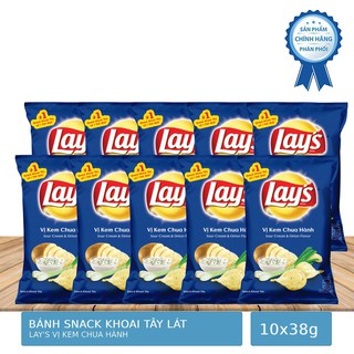 Bịch 10 Gói Bánh Snack Khoai Tây Lay's Vị Kem Chua Hành 32g