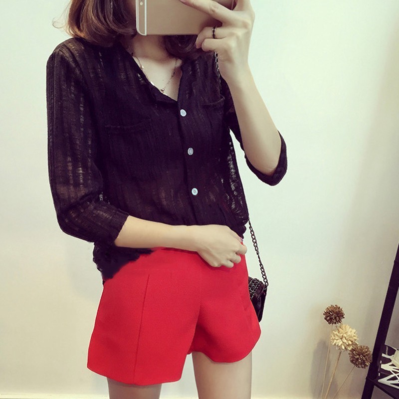 Áo sơ mi sọc cổ tròn phối túi thời trang cho nữ (sỉ lẻ) (kho buôn)