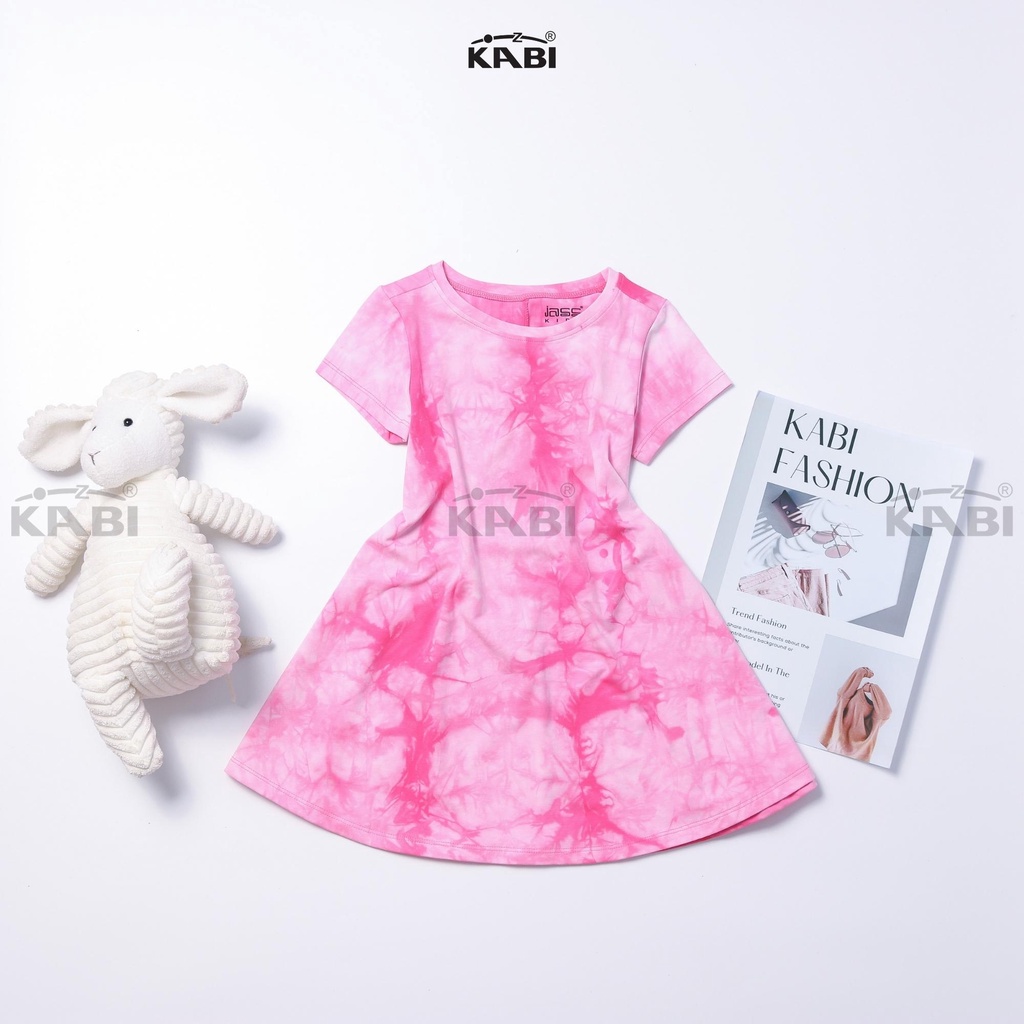 Đầm bé gái KABI đầm loang thun cotton tay ngắn cổ tròn thoáng mát dễ thương