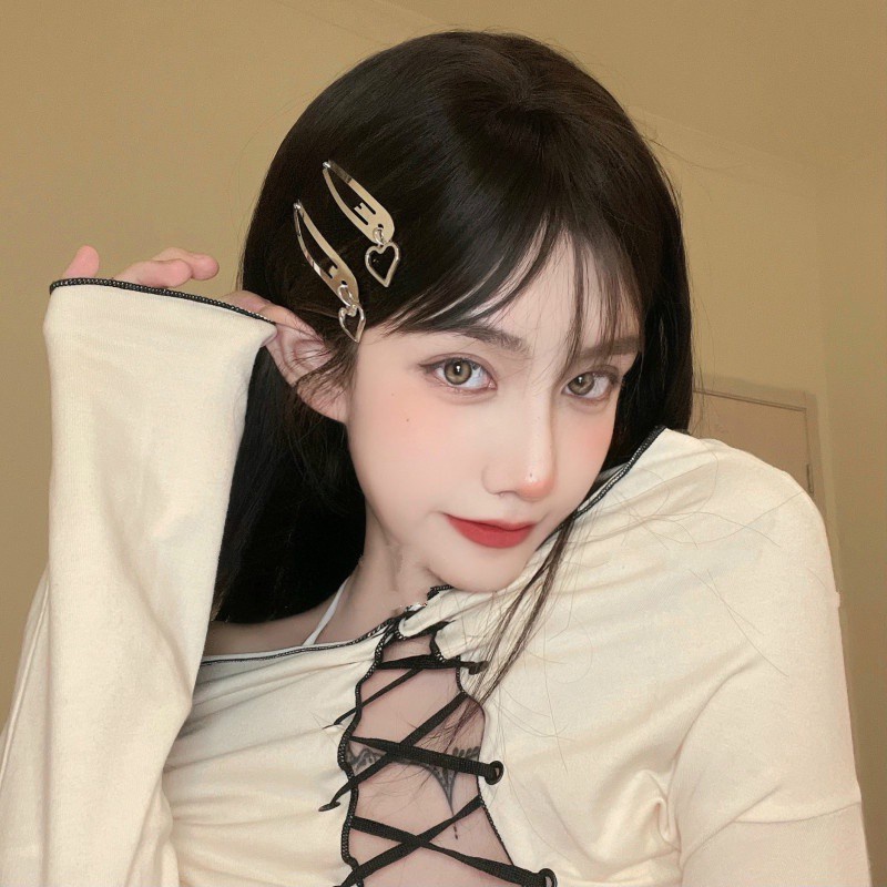 Kẹp tóc kim loại hình chữ thập phong cách punk cho nữ