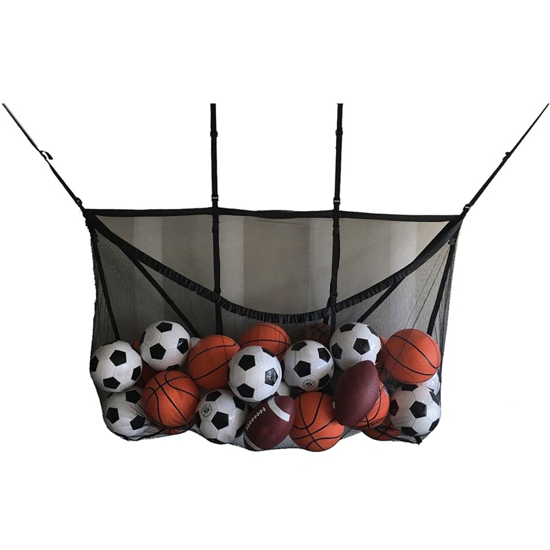 Túi Lưới Nylon Màu Đen Có Móc Sức Chứa Lớn Đựng Đồ Chơi Đi Biển / Mua Sắm / Đồ Chơi Ngoài Trời