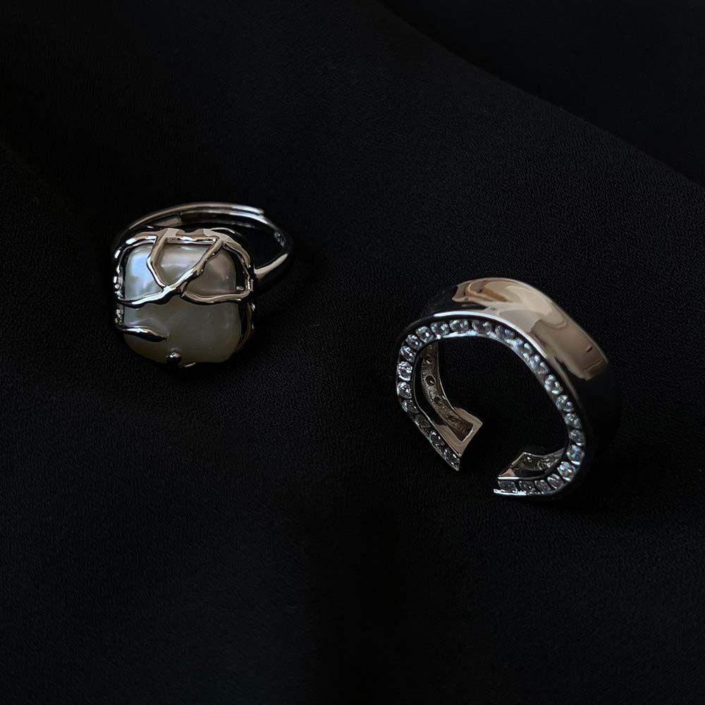 Nhẫn Thiết Kế Không Đồng Đều Sáng Tạo Cá Tính Cho Nữ|Nhẫn Hở Họa Tiết Hình Học Có Thể Điều Chỉnh Kích Cỡ